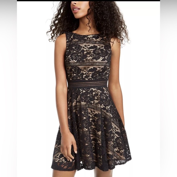 𝅺City studios junior's Allover-Lace Dress Black Size 15 - Picture 1 of 4